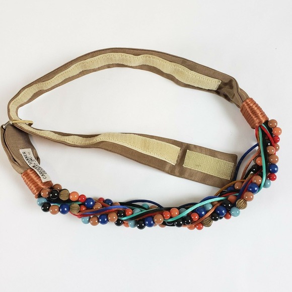 Designer Carolyn Tanner Vintage Beaded Cord Hippie Boho Festival Adjustable Belt main image 4